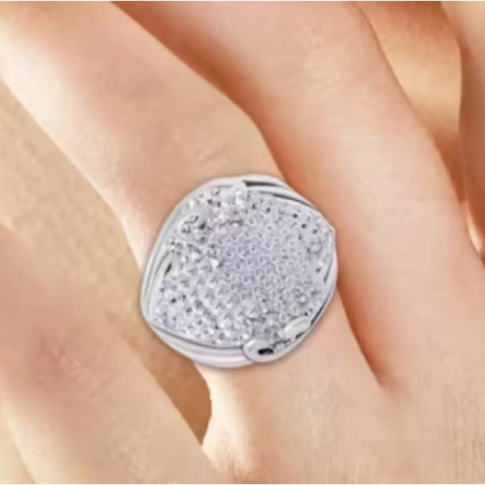 White Austrian Crystal Floral Ring in Sterling Silver